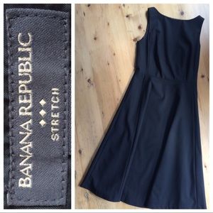 Banana Republic 2 fit and flair black wool dress
